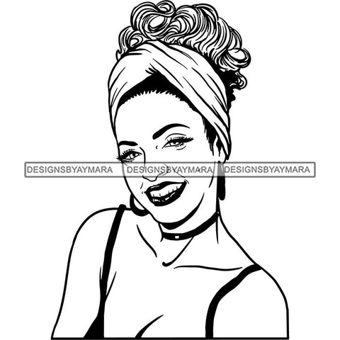 Beautiful Woman Turban Head Wrap Hairstyle SVG Files For Cutting and More!