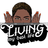 Afro Woman Peeking Peek-a-Boo I see You Melanin Pretty Half Face PNG File For Print Not For Cutting