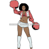 Afro Cheerleader Woman SVG Cutting Files For Silhouette Cricut and More