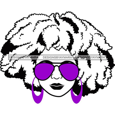Afro Lola Boss Lady Dope Diva Glamour Wearing Glasses Accesories .SVG Cut Files
