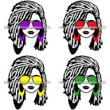 Bundle 4 Afro Lola Boss Lady Dope Diva Glamour Wearing Glasses Accesories .SVG Cut Files