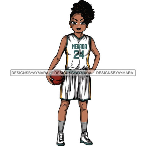 Afro Lola Basketball Player Sport Woman SVG Clipart Vector Cutting Cut Files