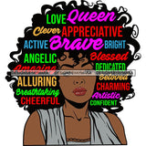 Afro Pretty Woman Hair Quotes Words Letters Lady Female Qualities SVG Files For Cutting and More!