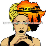 Safari Goddess Africa Continent African American Woman Savanna Animals Hair SVG Cutting Files.