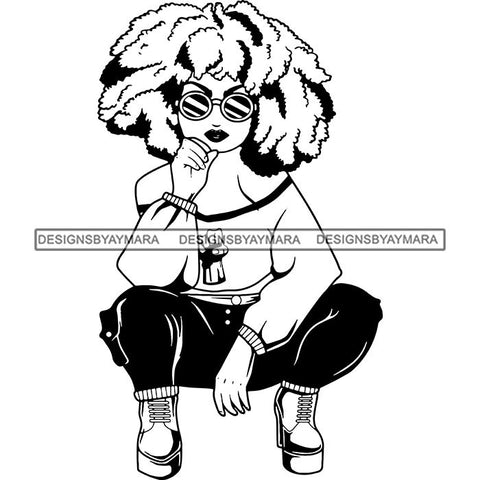 Afro Lola Boss Lady Diva Style Fashion Woman SVG Vector Clipart Cutting Files For Silhouette and Cricut and More!