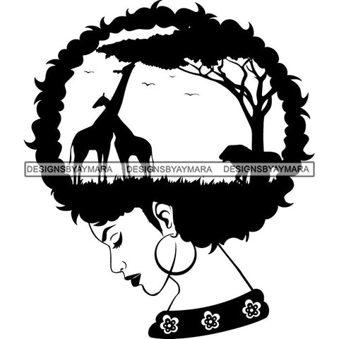 African American Woman Goddess Safari Savanna Africa Continent SVG Files For Cutting and More!