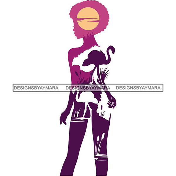 Sensual African Silhouette Goddess Safari Africa Nature Exotic Culture SVG Cutting Files.