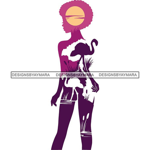 Sensual African Silhouette Goddess Safari Africa Nature Exotic Culture SVG Cutting Files.