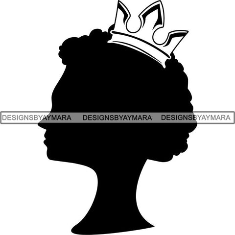 Black Afro Queen Silhouette Style SVG Cut Files