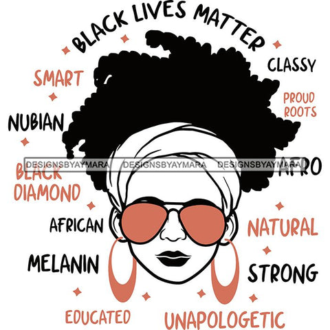 Afro Lola Boss Lady Black Lives Matter Quotes Dope Diva Glamour Wearing Glasses Accesories .SVG Cut Files