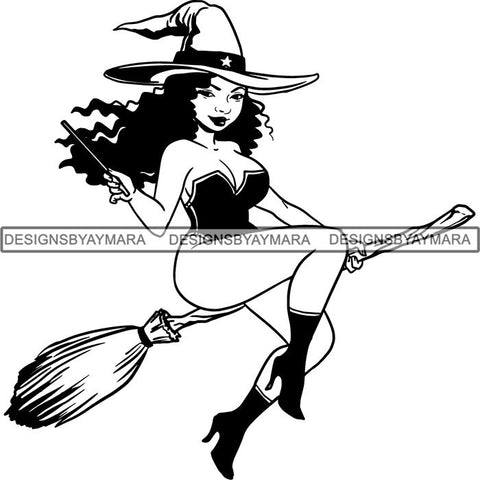 Afro Sexy Witches Halloween SVG Cutting Files For Silhouette Cricut and More