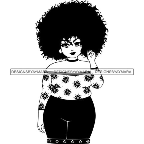 Afro Woman Kinky Hairstyle African American Beautiful Black Woman SVG Files For Cutting and More.