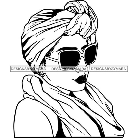Beautiful Woman Turban Head Wrap Hairstyle SVG Files For Cutting and More!
