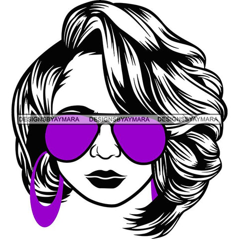 Afro Lola Boss Lady Dope Diva Glamour Wearing Glasses Accesories .SVG Cut Files