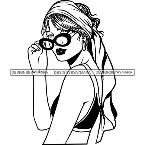 Beautiful Woman Turban Head Wrap Hairstyle SVG Files For Cutting and More!