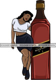 Whiskey Goddess Black Woman Sexy Melanin Nubian Liqueur Beverage Alcohol PNG File For Print Not For Cutting Cut Files For Silhouette and Cricut