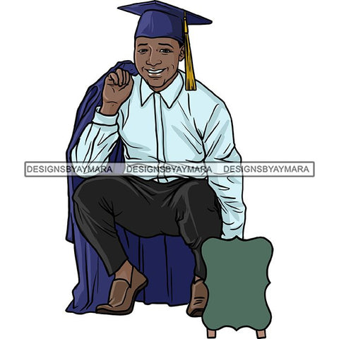Graduation Man Achievement Hard Work Diploma Success Robe Cap Certificate College SVG Cutting Files