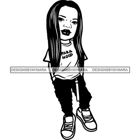 Fashion Woman Model Posing Summer Outfit Vogue Goddess Glamour Trendy Clothing Vector SVG Cutting Files