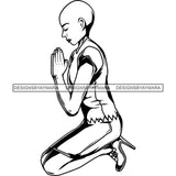 Afro Lola Praying God Lord Prayers Knee Forgiveness .SVG Clipart Cutting Files For Silhouette and Cricut and More!