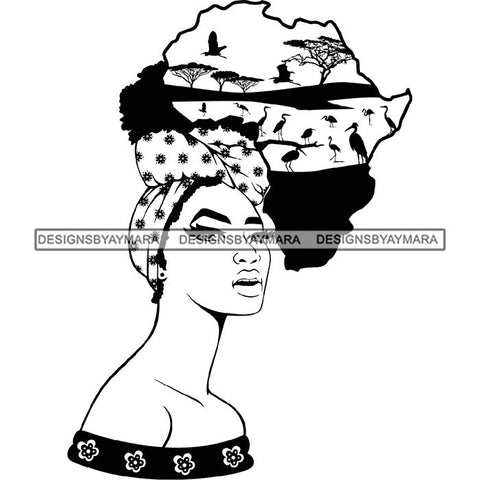African American Woman Goddess Safari Savanna Africa Continent SVG Files For Cutting and More!