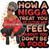 Afro Lola Squatting Bad Ass Life Quotes Confident Lady .SVG Clipart Vector Cutting Files