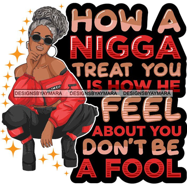 Afro Lola Squatting Bad Ass Life Quotes Confident Lady .SVG Clipart Vector Cutting Files
