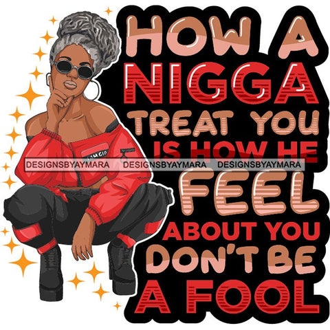 Afro Lola Squatting Bad Ass Life Quotes Confident Lady .SVG Clipart Vector Cutting Files