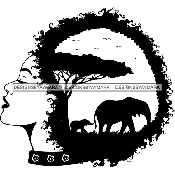African American Woman Goddess Safari Savanna Africa Continent SVG Files For Cutting and More!