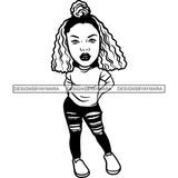 Fashion Woman Model Posing Summer Outfit Vogue Goddess Glamour Trendy Clothing Vector SVG Cutting Files