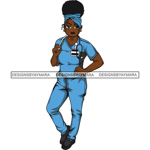 Afro Lola Nurse Medical Occupation SVG Cutting Files For Cricut Silhouette and More