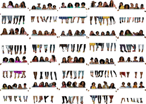 Bundle 20 Group Of Women Holding Banner Sign Logo Business Advertising Melanin Hot Seller .SVG Cut Files For Silhouette Cricut and More!
