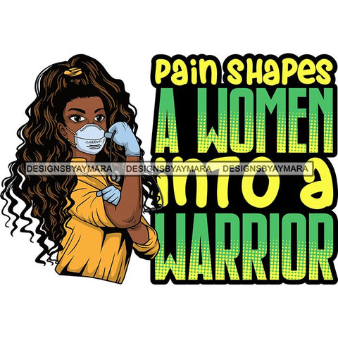 Afro Lola Nurse Doctor Save Life Hero Quotes Wearing Mask Protection Flexing Strong Medical Occupation SVG Cutting Files