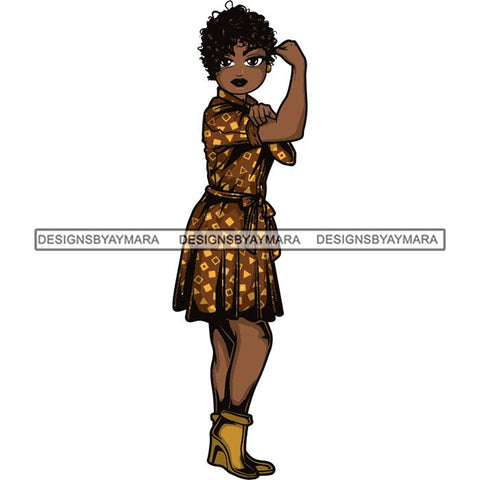Afro Strong Lola Flexing We Can Do It Woman Power .SVG Cutting Files For Silhouette Cricut and More!