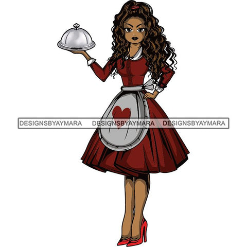 Afro Chef Lola Cooker Cooking Culinary Profession .SVG Clipart Vector Cutting Files For Circuit Silhouette Cricut and More!