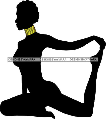 Afro Woman Silhouette Doing Yoga Meditating Relax Meditate .SVG Cutting Files For Silhouette Cricut and More!