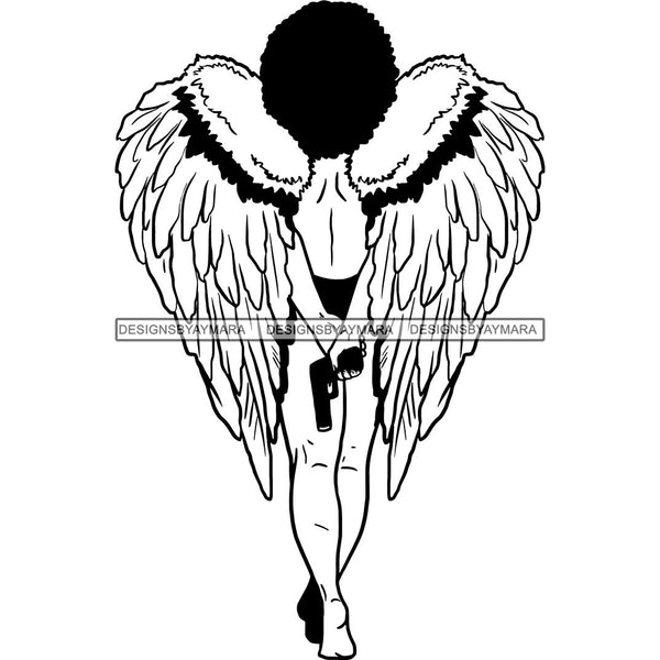 Afro Angel Black Woman SVG Cutting Files For Silhouette Cricut and More