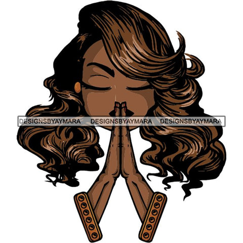 Afro Lola Praying Begging Asking God Lord Faith Strength .SVG Vector Clipart Cutting Files For Silhouette Cricut and More!