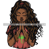 Afro Lola Praying God Lord Prayers In God We Trust .SVG Clipart Cutting Files For Silhouette and Cricut and More!