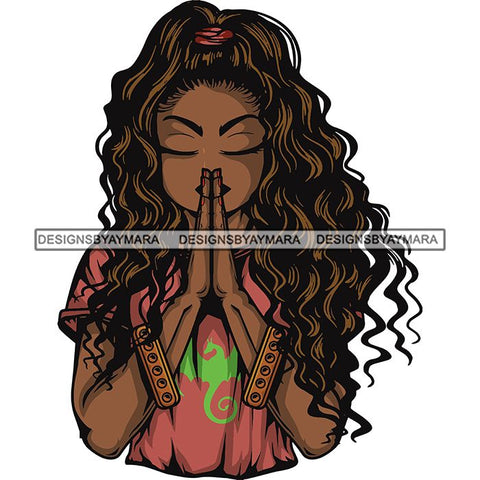 Afro Lola Praying God Lord Prayers In God We Trust .SVG Clipart Cutting Files For Silhouette and Cricut and More!