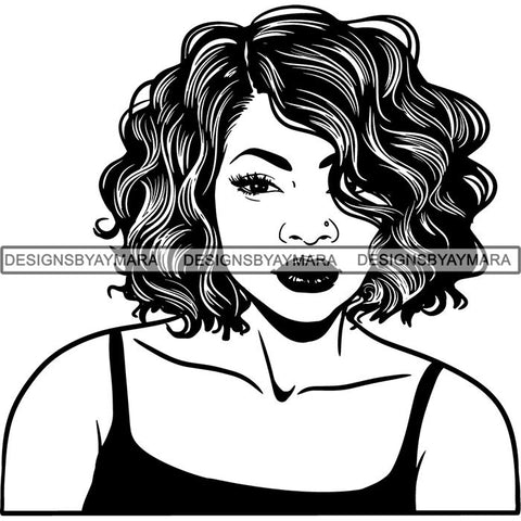 Beautiful Afro Woman Unique Designs In Black and White SVG Cutting Files For Silhouette Cricut and More