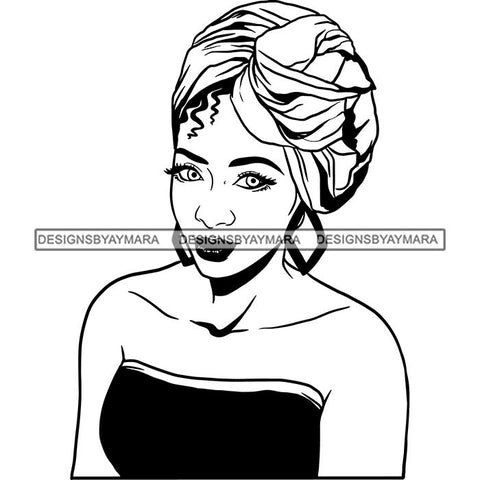 Beautiful Woman Turban Head Wrap Hairstyle SVG Files For Cutting and More!