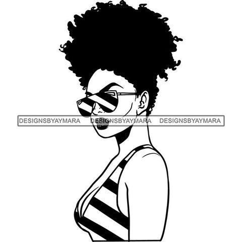 Ebony Afro Woman Nubian Melanin Brown Skin Makeup Model Glasses Accesories SVG Cut Files