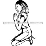 Afro Lola Praying God Lord Prayers Knee Forgiveness .SVG Clipart Cutting Files For Silhouette and Cricut and More!