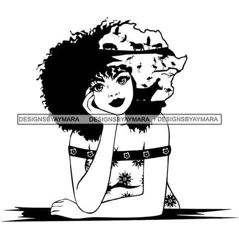 African American Woman Goddess Safari Savanna Africa Continent SVG Files For Cutting and More!