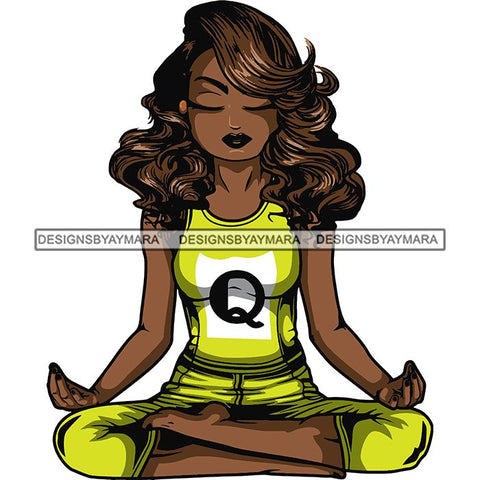 Afro Lola Meditating Yoga Relaxing .SVG Cutting Files For Silhouette Cricut and More!