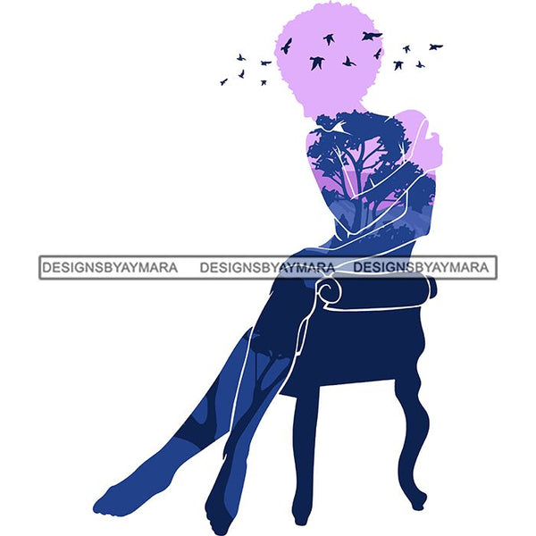 Sensual Woman Silhouette African Wildlife Proud Roots Safari Savanna Africa Continent Exotic Scenic SVG Cutting Files