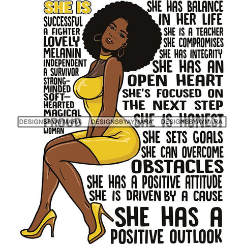 Afro Woman She's Successful Quotes SVG Files For Cutting and More!