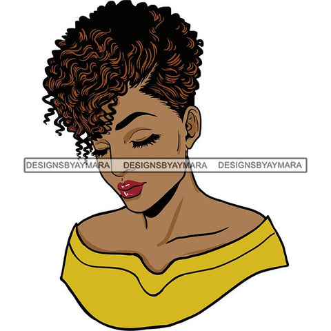 Afro Woman Short Haircut Curly Hairstyle Fashion Makeup Glamour SVG Files For Cutting and More!
