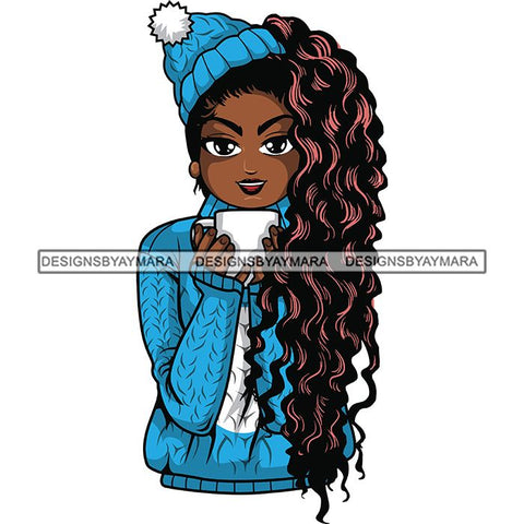 Afro Lola Christmas Winter Hot Coffee Cocoa Mood .SVG Cutting Files For Silhouette and Cricut and More!