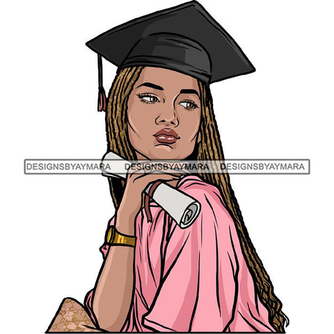 Graduation Achievement Hard Work Diploma Success Robe Cap Certificate College SVG Cutting Files